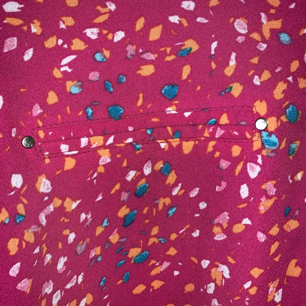 Pink/ Multi Color Long Sleeve Blouse Size Large - Picture 4 of 7